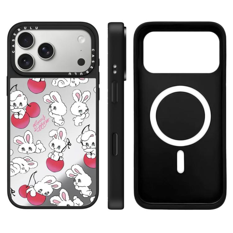 Custodia magnetica con specchio e pulsante di controllo della fotocamera a specchio con motivo coniglietto., For iPhone 17 Pro Max, For iPhone 17 Pro, For iPhone 17