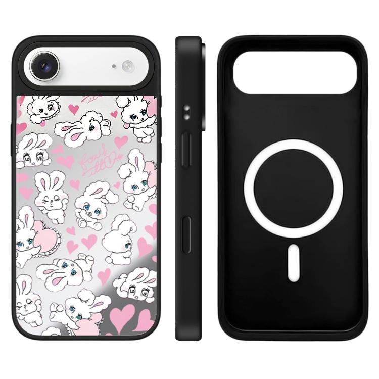 Custodia magnetica con specchio e pulsante di controllo della fotocamera a specchio con motivo coniglietto., For iPhone Air