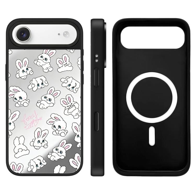 Custodia magnetica con specchio e pulsante di controllo della fotocamera a specchio con motivo coniglietto., For iPhone Air