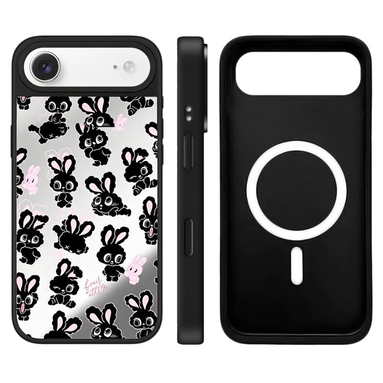 Custodia magnetica con specchio e pulsante di controllo della fotocamera a specchio con motivo coniglietto., For iPhone Air