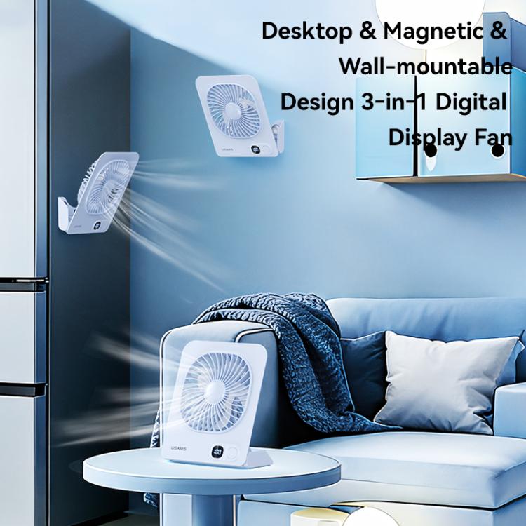Ventilatore da tavolo sottile magnetico USAMS ZB363 con display digitale.