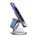 HAMTOD M27 15W Supporto di ricarica wireless magnetico in metallo girevole e pieghevole 3 in 1