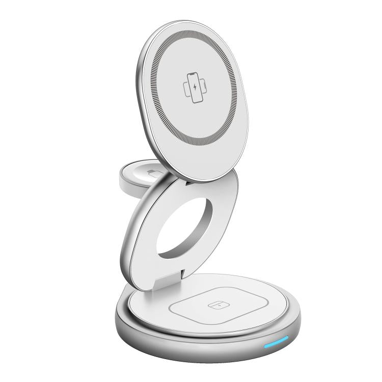 HAMTOD M27 15W Supporto di ricarica wireless magnetico in metallo girevole e pieghevole 3 in 1