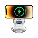 HAMTOD M27 15W Supporto di ricarica wireless magnetico in metallo girevole e pieghevole 3 in 1