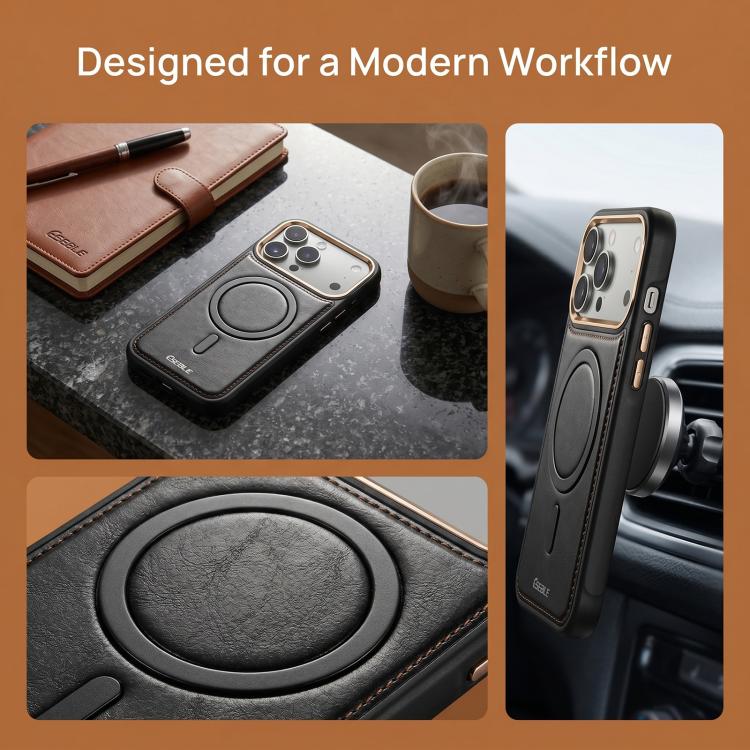 Custodia magnetica antiurto per telefono ESEBLE con motivo Crazy Horse e airbag, For iPhone 15