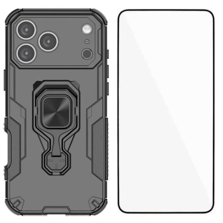 Custodia per telefono WANLONFENG in metallo con supporto e protezione per lo schermo, For iPhone 17e / 16e, For iPhone 17 Pro Max, For iPhone 17 Pro, For iPhone 17