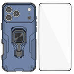 Custodia per telefono WANLONFENG in metallo con supporto e protezione per lo schermo, For iPhone 17e / 16e, For iPhone 17 Pro Max, For iPhone 17 Pro, For iPhone 17