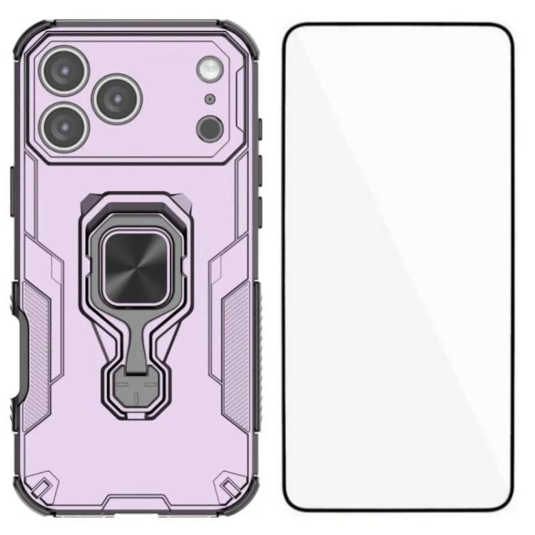 Custodia per telefono WANLONFENG in metallo con supporto e protezione per lo schermo, For iPhone 17e / 16e, For iPhone 17 Pro Max, For iPhone 17 Pro, For iPhone 17