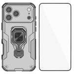 Custodia per telefono WANLONFENG in metallo con supporto e protezione per lo schermo, For iPhone 17e / 16e, For iPhone 17 Pro Max, For iPhone 17 Pro, For iPhone 17