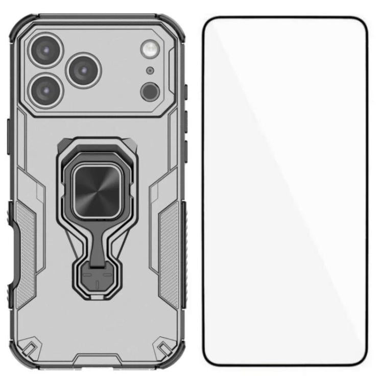 Custodia per telefono WANLONFENG in metallo con supporto e protezione per lo schermo, For iPhone 17e / 16e, For iPhone 17 Pro Max, For iPhone 17 Pro, For iPhone 17