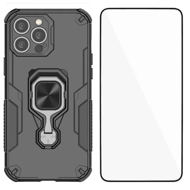 Custodia per telefono WANLONFENG in metallo con supporto e protezione per lo schermo, For iPhone 14 Pro, For iPhone 14 Pro Max, For iPhone 13 Pro Max, For iPhone 13 Pro