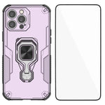 Custodia per telefono WANLONFENG in metallo con supporto e protezione per lo schermo, For iPhone 14 Pro, For iPhone 14 Pro Max, For iPhone 13 Pro Max, For iPhone 13 Pro