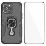 Custodia per telefono WANLONFENG in metallo con supporto e protezione per lo schermo, For iPhone 14 Pro, For iPhone 14 Pro Max, For iPhone 13 Pro Max, For iPhone 13 Pro