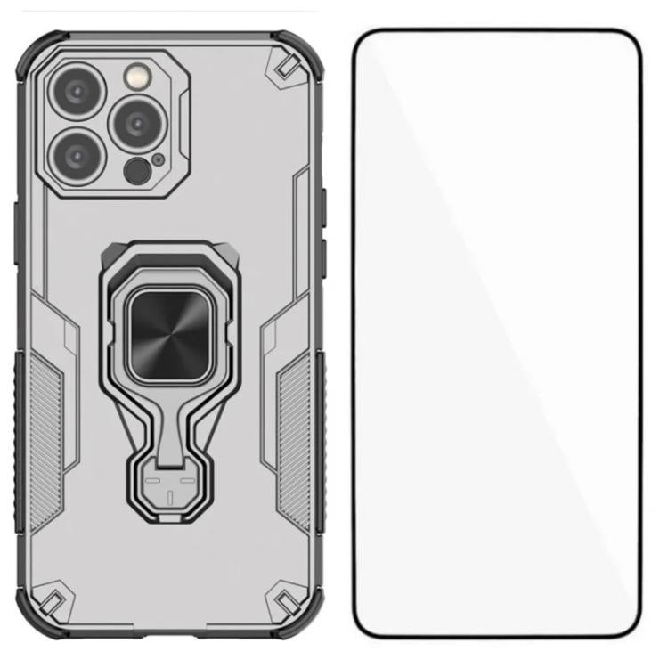 Custodia per telefono WANLONFENG in metallo con supporto e protezione per lo schermo, For iPhone 14 Pro, For iPhone 14 Pro Max, For iPhone 13 Pro Max, For iPhone 13 Pro