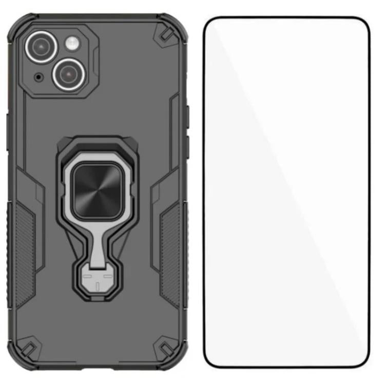 Custodia per telefono WANLONFENG in metallo con supporto e protezione per lo schermo, For iPhone 13