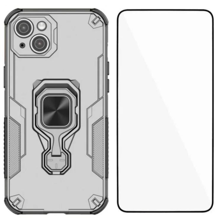 Custodia per telefono WANLONFENG in metallo con supporto e protezione per lo schermo, For iPhone 13