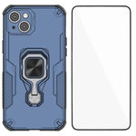 Custodia per telefono WANLONFENG in metallo con supporto e protezione per lo schermo, For iPhone 13