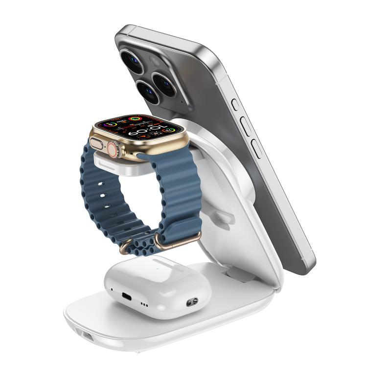 Supporto di ricarica wireless magnetico pieghevole 3 in 1 HAMTOD M72 da 15 W