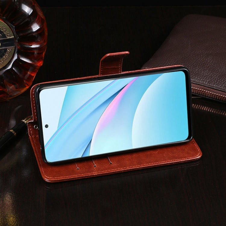idewei Custodia in pelle a vibrazione orizzontale Crazy Horse Texture con supporto e slot per carte e portafoglio, For Xiaomi Mi 10T Lite 5G