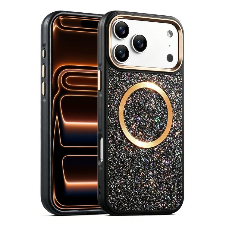 Custodia magnetica antiurto con airbag glitterato per telefono, For iPhone 17 Pro Max, For iPhone 17 Pro, For iPhone 17, For iPhone Air, For iPhone 16 Pro Max, For iPhone 16 Pro