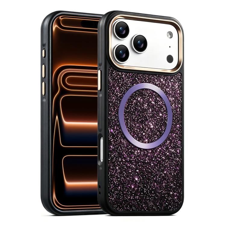 Custodia magnetica antiurto con airbag glitterato per telefono, For iPhone 17 Pro Max, For iPhone 17 Pro, For iPhone 17, For iPhone Air, For iPhone 16 Pro Max, For iPhone 16 Pro