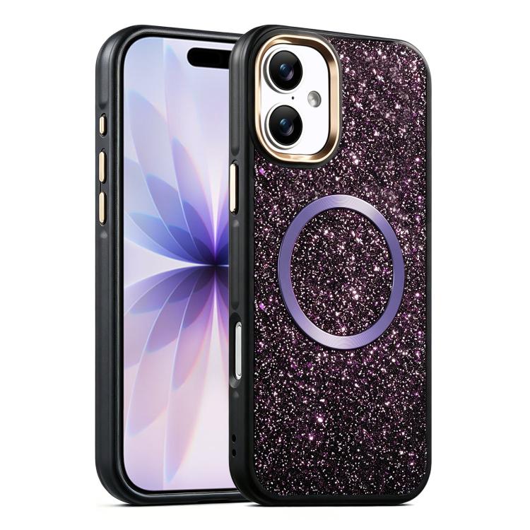 Custodia magnetica antiurto con airbag glitterato per telefono, For iPhone 17 Pro Max, For iPhone 17 Pro, For iPhone 17, For iPhone Air, For iPhone 16 Pro Max, For iPhone 16 Pro