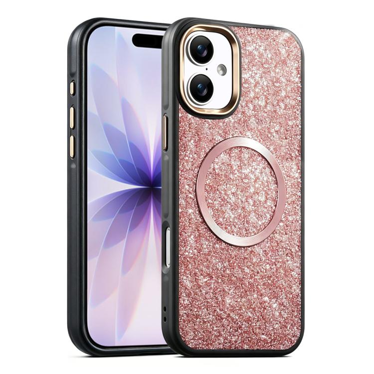 Custodia magnetica antiurto con airbag glitterato per telefono, For iPhone 17 Pro Max, For iPhone 17 Pro, For iPhone 17, For iPhone Air, For iPhone 16 Pro Max, For iPhone 16 Pro