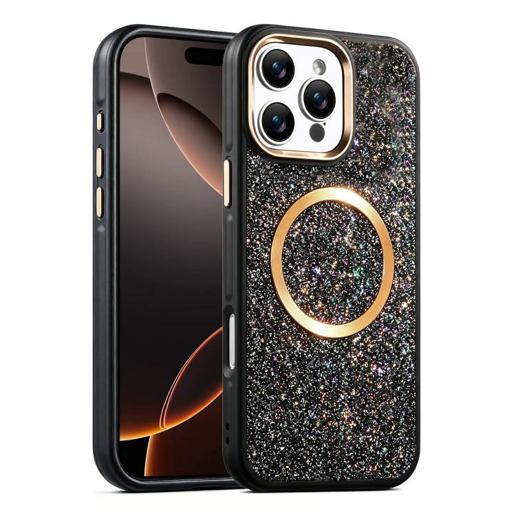 Custodia magnetica antiurto con airbag glitterato per telefono, For iPhone 17 Pro Max, For iPhone 17 Pro, For iPhone 17, For iPhone Air, For iPhone 16 Pro Max, For iPhone 16 Pro