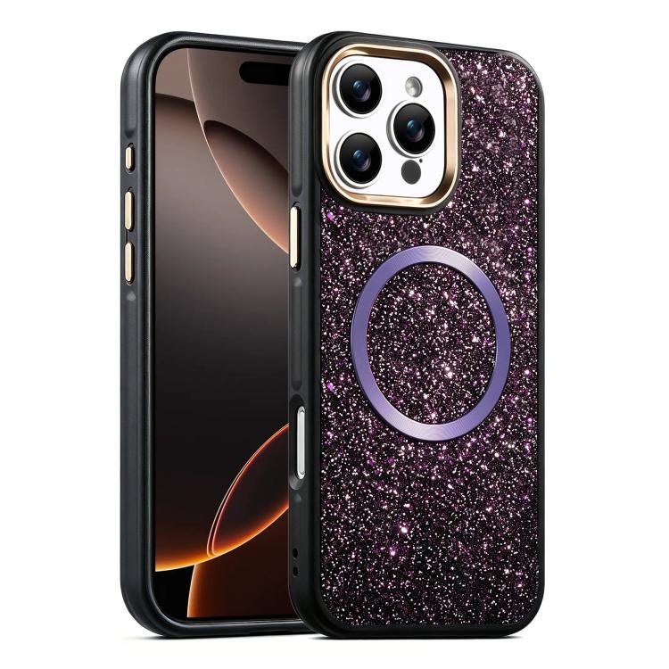 Custodia magnetica antiurto con airbag glitterato per telefono, For iPhone 17 Pro Max, For iPhone 17 Pro, For iPhone 17, For iPhone Air, For iPhone 16 Pro Max, For iPhone 16 Pro