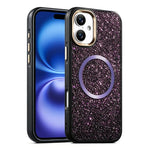 Custodia magnetica antiurto con airbag glitterato per telefono, For iPhone 16, For iPhone 15 Pro Max, For iPhone 15 Pro, For iPhone 15, For iPhone 14 / 13, For iPhone 14 Pro