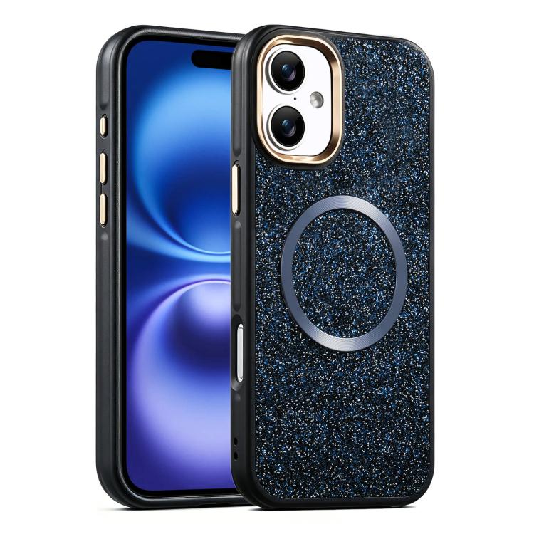 Custodia magnetica antiurto con airbag glitterato per telefono, For iPhone 16, For iPhone 15 Pro Max, For iPhone 15 Pro, For iPhone 15, For iPhone 14 / 13, For iPhone 14 Pro