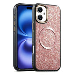Custodia magnetica antiurto con airbag glitterato per telefono, For iPhone 16, For iPhone 15 Pro Max, For iPhone 15 Pro, For iPhone 15, For iPhone 14 / 13, For iPhone 14 Pro