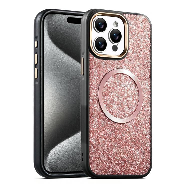 Custodia magnetica antiurto con airbag glitterato per telefono, For iPhone 16, For iPhone 15 Pro Max, For iPhone 15 Pro, For iPhone 15, For iPhone 14 / 13, For iPhone 14 Pro