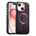 Custodia magnetica antiurto con airbag glitterato per telefono, For iPhone 16, For iPhone 15 Pro Max, For iPhone 15 Pro, For iPhone 15, For iPhone 14 / 13, For iPhone 14 Pro