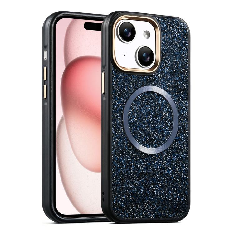 Custodia magnetica antiurto con airbag glitterato per telefono, For iPhone 16, For iPhone 15 Pro Max, For iPhone 15 Pro, For iPhone 15, For iPhone 14 / 13, For iPhone 14 Pro