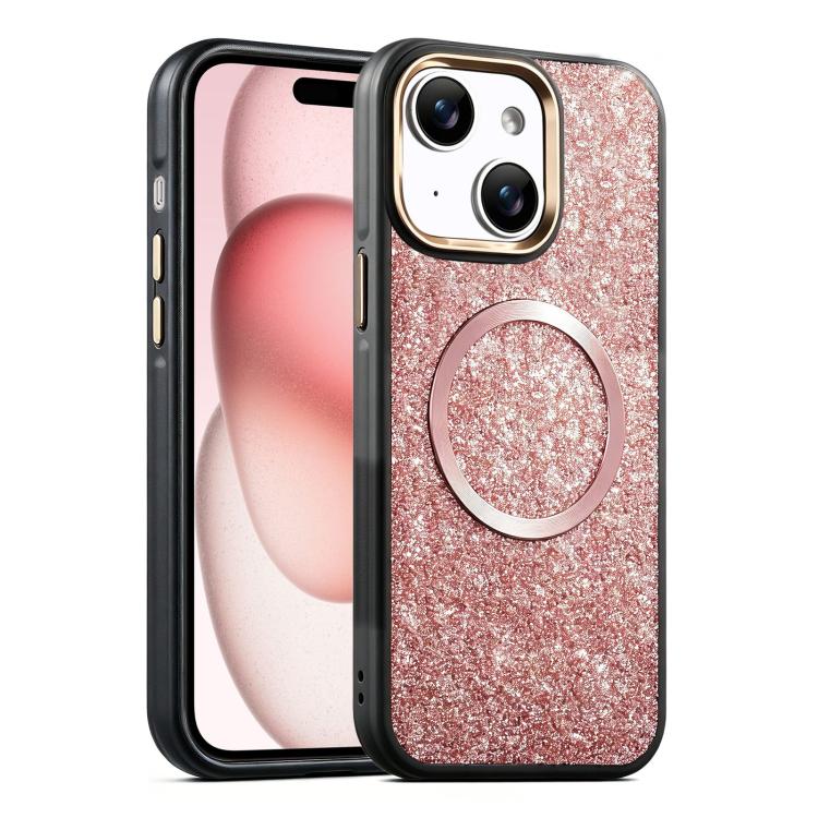 Custodia magnetica antiurto con airbag glitterato per telefono, For iPhone 16, For iPhone 15 Pro Max, For iPhone 15 Pro, For iPhone 15, For iPhone 14 / 13, For iPhone 14 Pro