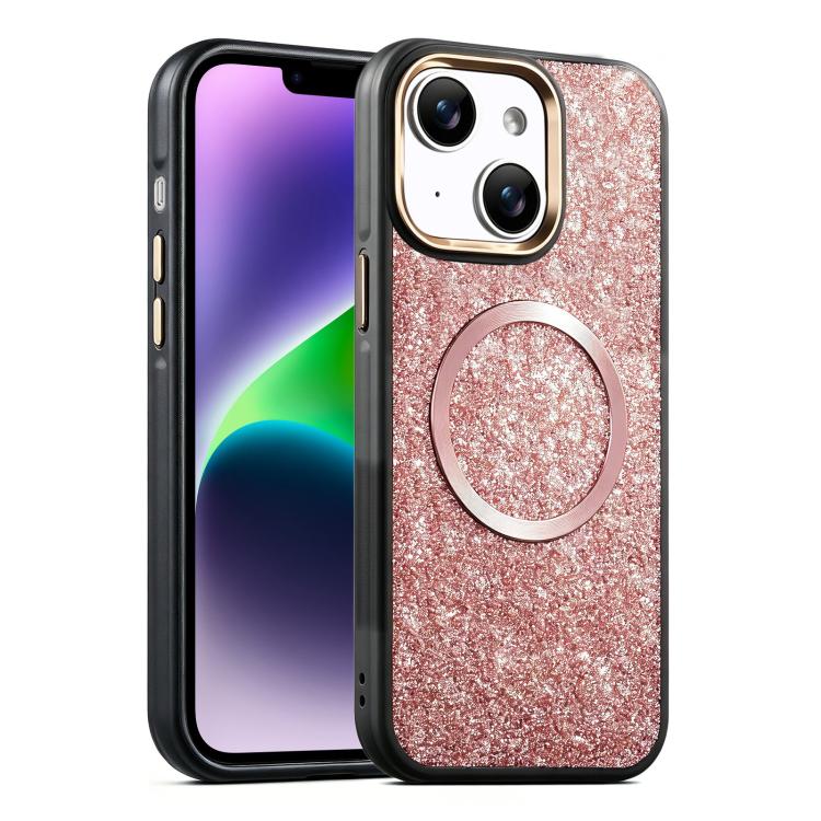 Custodia magnetica antiurto con airbag glitterato per telefono, For iPhone 16, For iPhone 15 Pro Max, For iPhone 15 Pro, For iPhone 15, For iPhone 14 / 13, For iPhone 14 Pro