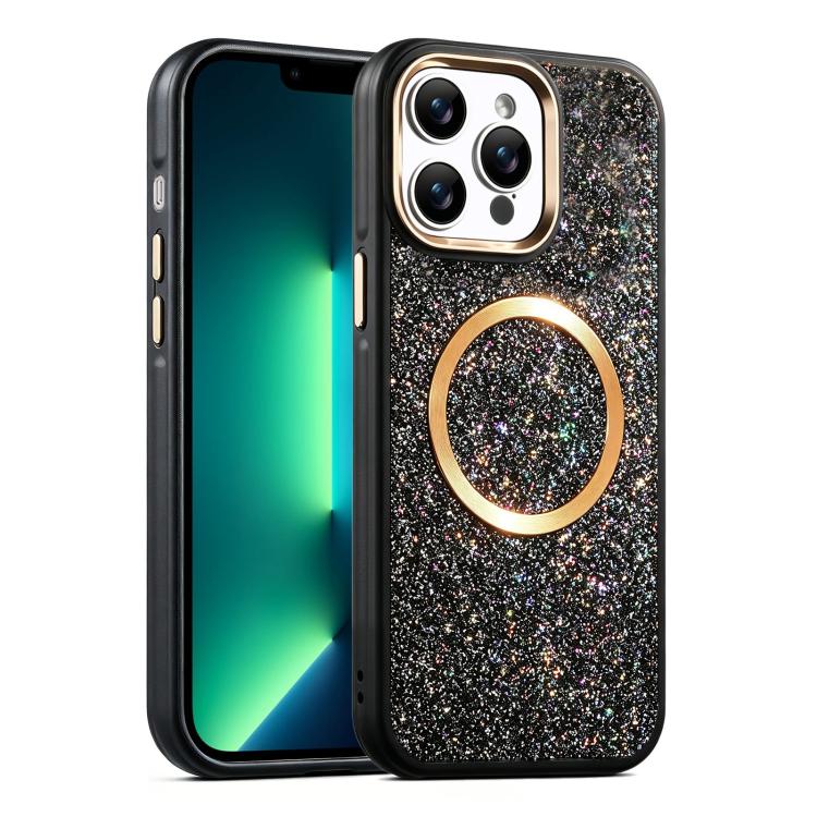 Custodia magnetica antiurto con airbag glitterato per telefono, For iPhone 14 Pro Max, For iPhone 13 Pro Max, For iPhone 13 Pro