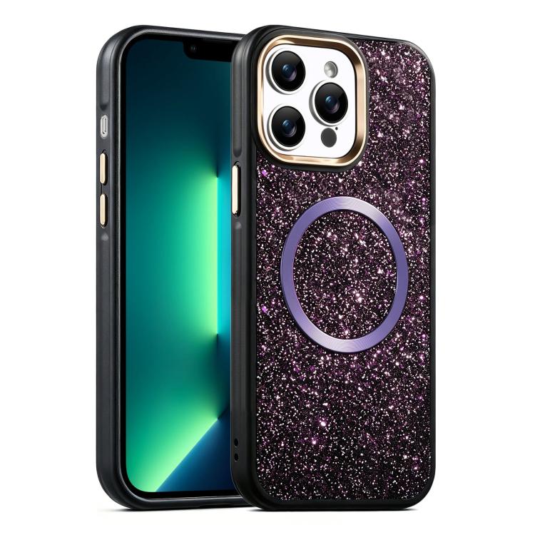Custodia magnetica antiurto con airbag glitterato per telefono, For iPhone 14 Pro Max, For iPhone 13 Pro Max, For iPhone 13 Pro