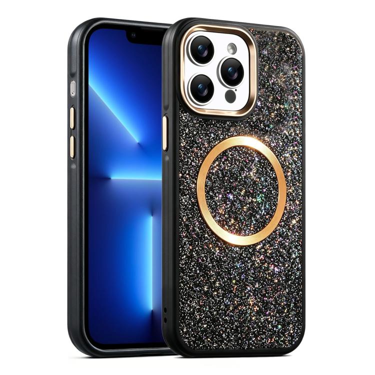 Custodia magnetica antiurto con airbag glitterato per telefono, For iPhone 14 Pro Max, For iPhone 13 Pro Max, For iPhone 13 Pro