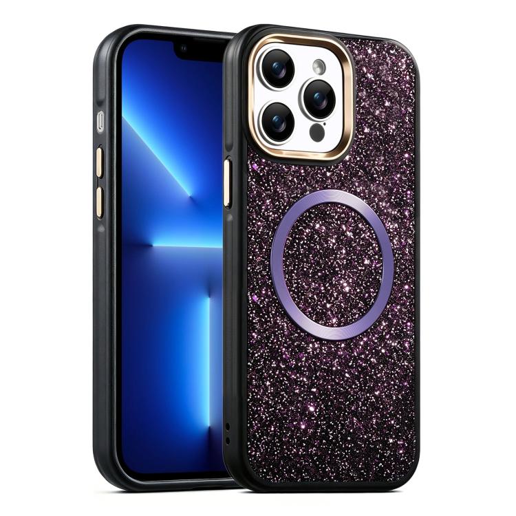 Custodia magnetica antiurto con airbag glitterato per telefono, For iPhone 14 Pro Max, For iPhone 13 Pro Max, For iPhone 13 Pro