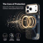 Custodia magnetica antiurto con airbag glitterato per telefono, For iPhone 14 Pro Max, For iPhone 13 Pro Max, For iPhone 13 Pro