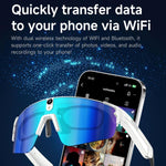 L085 Occhiali intelligenti da ciclismo con intelligenza artificiale, doppio microfono, cancellazione del rumore, assistente vocale e funzione di chiamata, con doppio microfono da 8 MP e cancellazione del rumore.