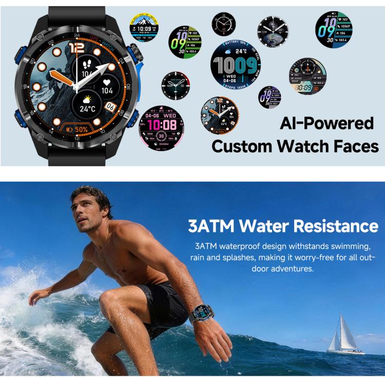 Smartwatch sportivo GPS HD350 Pro con display AMOLED da 1,32 pollici, supporto per chiamate Bluetooth, monitoraggio del sonno, dell'ossigeno nel sangue, della frequenza cardiaca e della salute durante la sedentarietà.