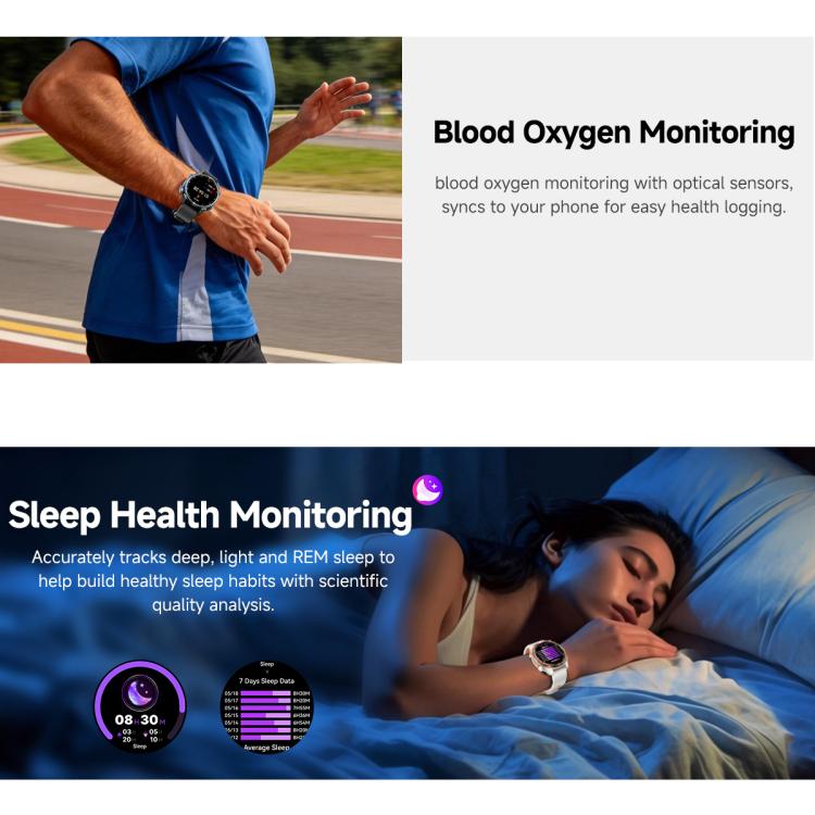 Smartwatch sportivo GPS HD350 Pro con display AMOLED da 1,32 pollici, supporto per chiamate Bluetooth, monitoraggio del sonno, dell'ossigeno nel sangue, della frequenza cardiaca e della salute durante la sedentarietà.