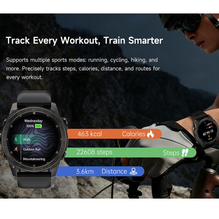 Smartwatch sportivo T8 Pro con display AMOLED da 1,43 pollici, supporto per chiamate Bluetooth, monitoraggio del sonno, dell'ossigeno nel sangue, della frequenza cardiaca e della salute durante la sedentarietà.