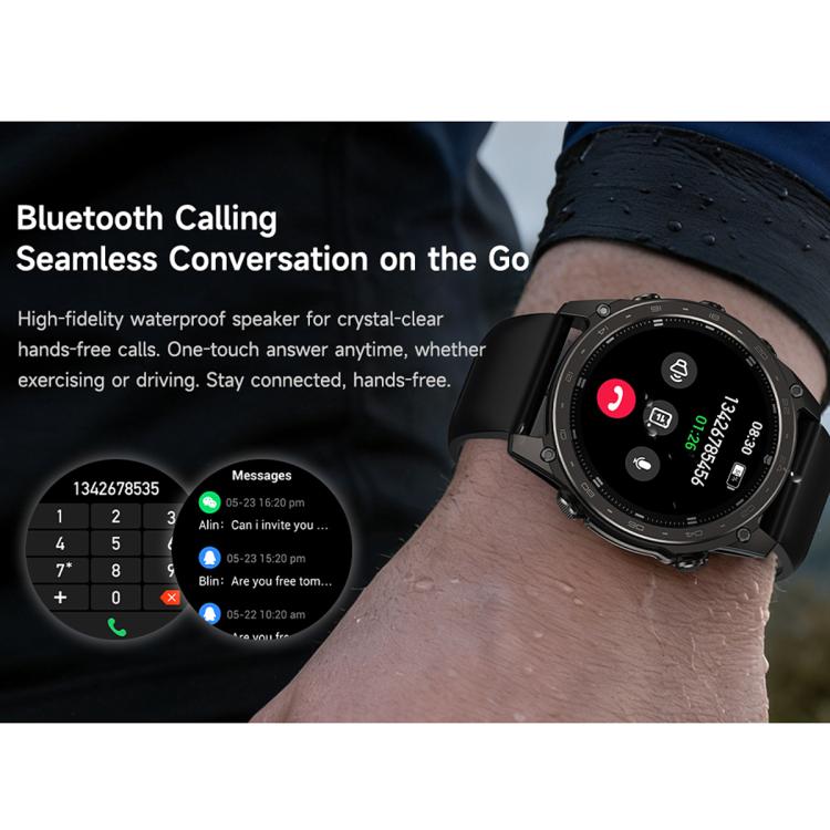 Smartwatch sportivo T8 Pro con display AMOLED da 1,43 pollici, supporto per chiamate Bluetooth, monitoraggio del sonno, dell'ossigeno nel sangue, della frequenza cardiaca e della salute durante la sedentarietà.