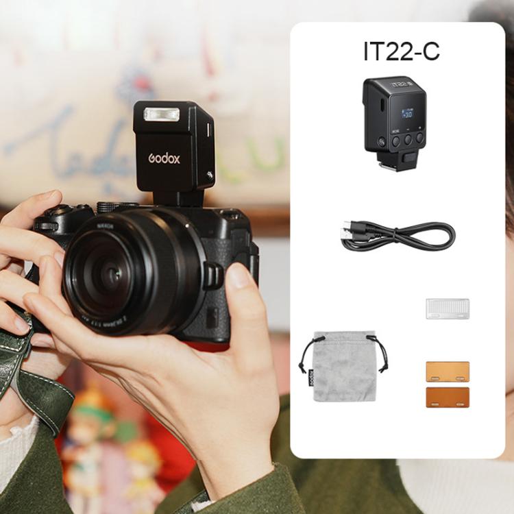 Flash per fotocamera Godox iT22 TTL Mini iFlash, iT22 C For Canon, iT22 N For Nikon, iT22 S For Sony, iT22 F For FUJIFILM, iT22 O For Olympus / Panasonic