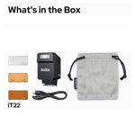 Flash per fotocamera Godox iT22 TTL Mini iFlash, iT22 C For Canon, iT22 N For Nikon, iT22 S For Sony, iT22 F For FUJIFILM, iT22 O For Olympus / Panasonic