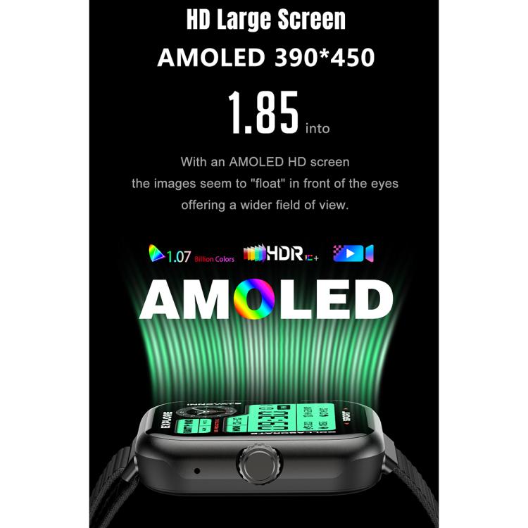 Smartwatch sportivo GPS S339 da 1,85 pollici con display AMOLED, supporto per chiamate Bluetooth, monitoraggio del sonno, ossigenazione del sangue e frequenza cardiaca.